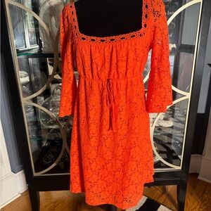 Laundry By Shelli Segal Orange 3/4 Sleeve Dress